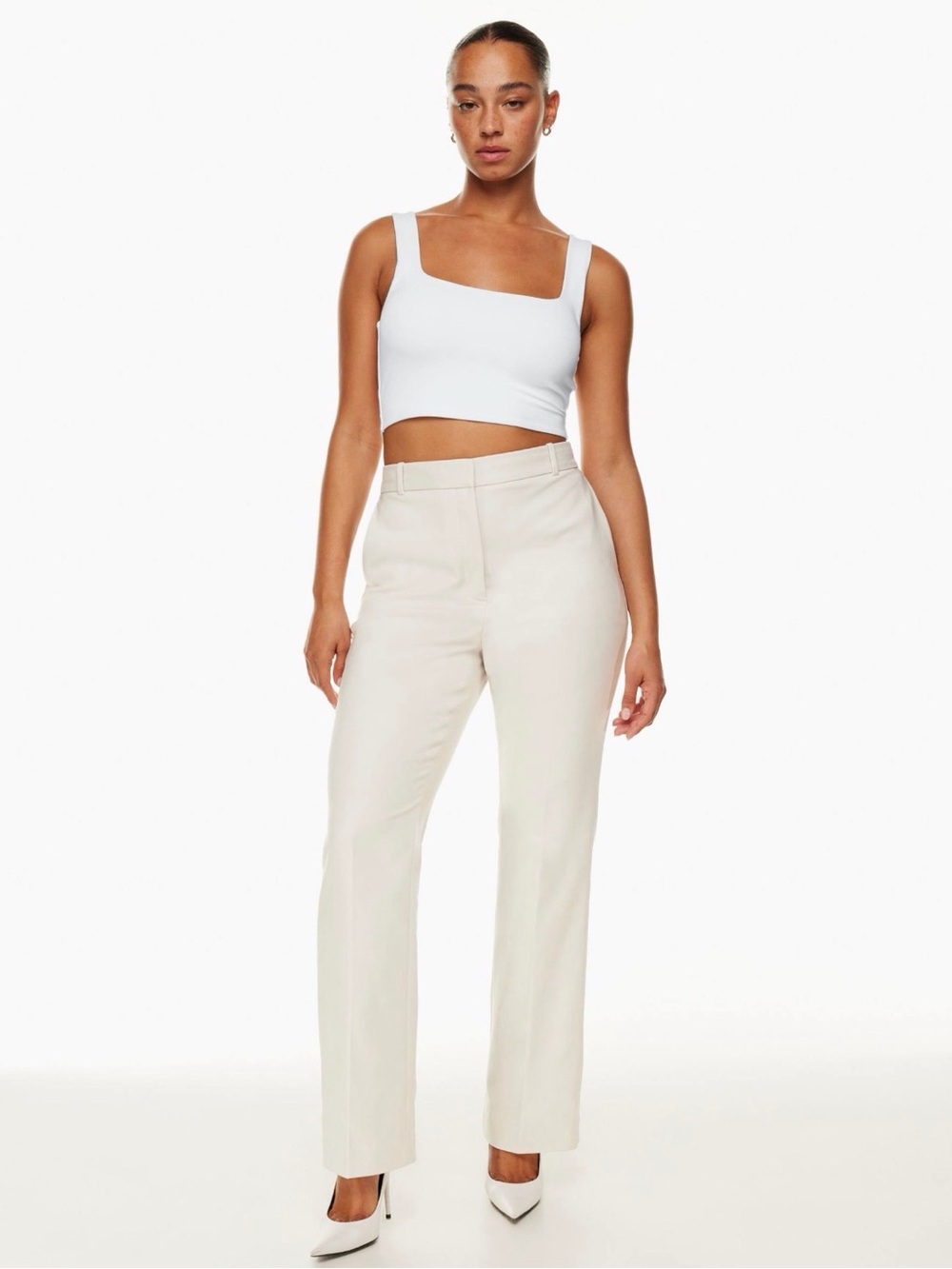 Aritzia Babaton Contour Squareneck Cropped Tank White